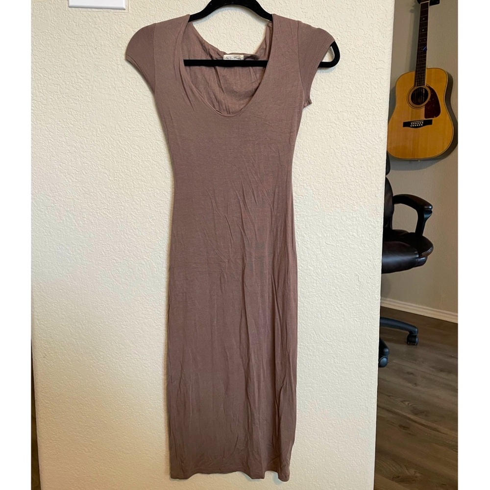 Stretchy form fitting midi dress